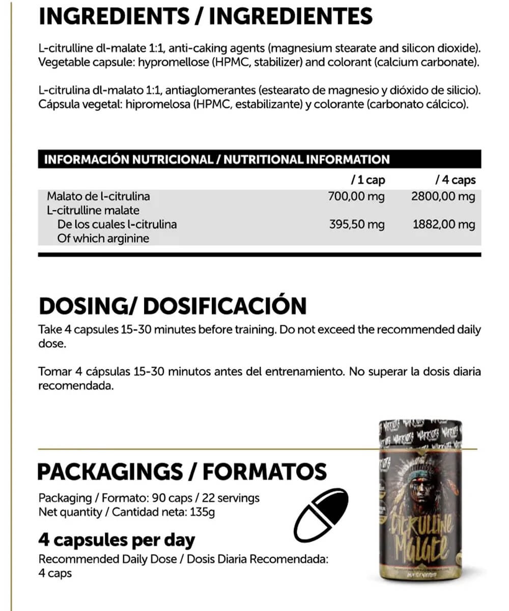 CITRULLINE MALATE - WARRIORS SUPPLEMENTS -